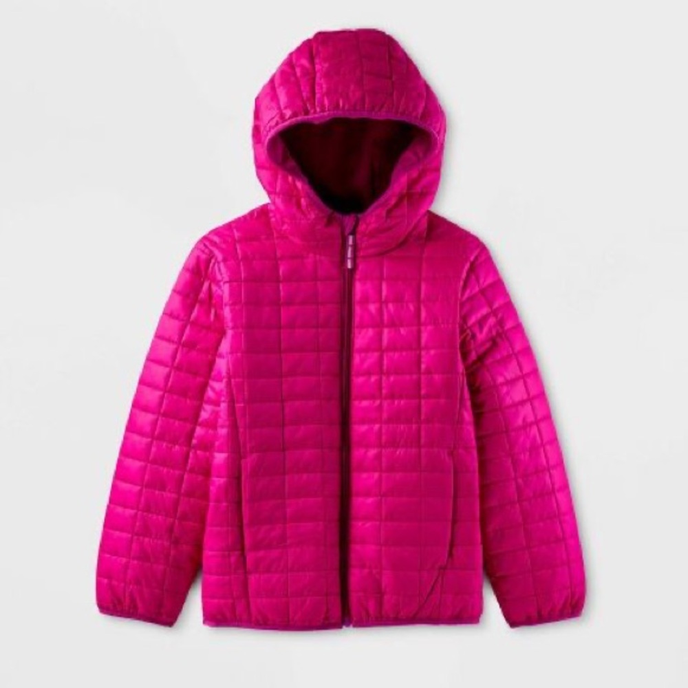 Cat & Jack Pink Puffer Jacket Coat Size L Outerwear